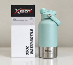XSAZNI 32 oz Insulated Dog Water Bottle  Bluish Whitewith 2 Detachable Bowls, 3-in-1 Stainless Steel Pet Water Bottle, Vacuum Insulated Travel Water Dispenser for Small & Medium Dogs, Cats, Hiking, Walking & Camping