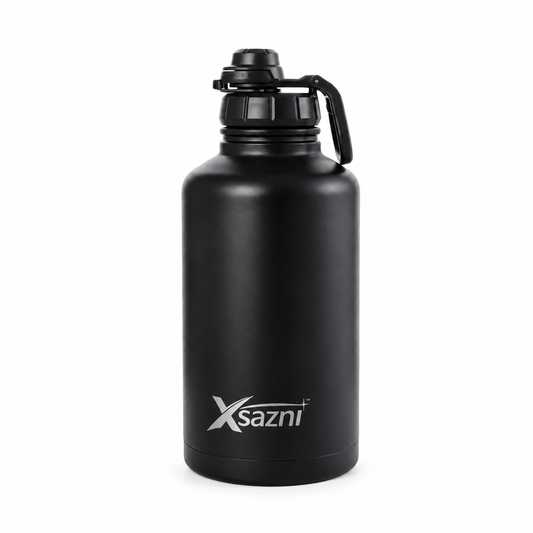 Xsazni 64 oz Insulated Water Bottle, Stainless Steel Vacuum Flask with Leak-Proof Lock Lid, Double Wall Metal Bottle with Carry Strap, Large 1.9L Reusable Bottle for Gym, Travel & Outdoor
